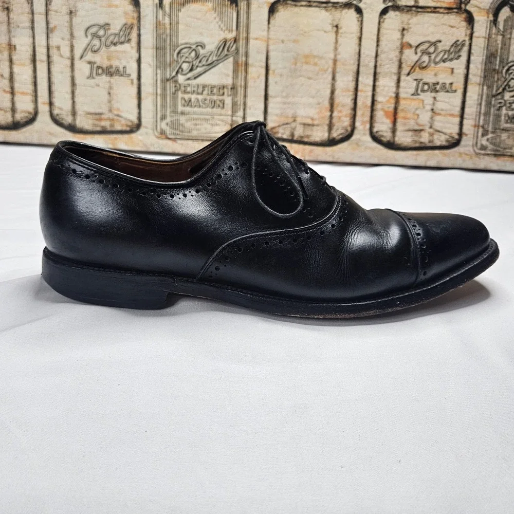 Allen Edmonds Fifth Avenue Black Leather Cap Toe Oxfords Mens 10D Made USA Shoes